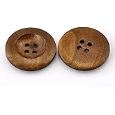 HOUSWEETY 50Pcs Red Brown 4 Holes Round Wood Sewing Buttons 25mm(1") Dia.