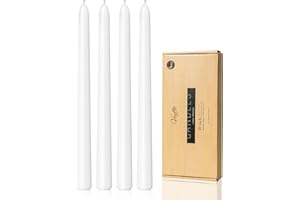 VIYFFO White Taper Candles, 10 Inch Set of 4, Unscented, Dripless, Smokeless, 8 Hours Long Burning, Hand Poured Tall Tapered Candlesticks Wedding Advent Home Decor Dinner