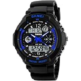 FANMIS Mens Sports Watches Multifunction Dual Time Alarm Stopwatch 50M Waterproof Analog Digital Led Wrist Watch