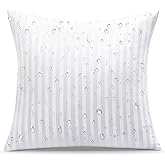 OTOSTAR Outdoor Pillow Insert 18 x 18 Inches, Water Resistant Striped Decorative Throw Pillow Soft Fluffy Square Cushion Insert for Patio Garden Farmhouse Sofa Couch