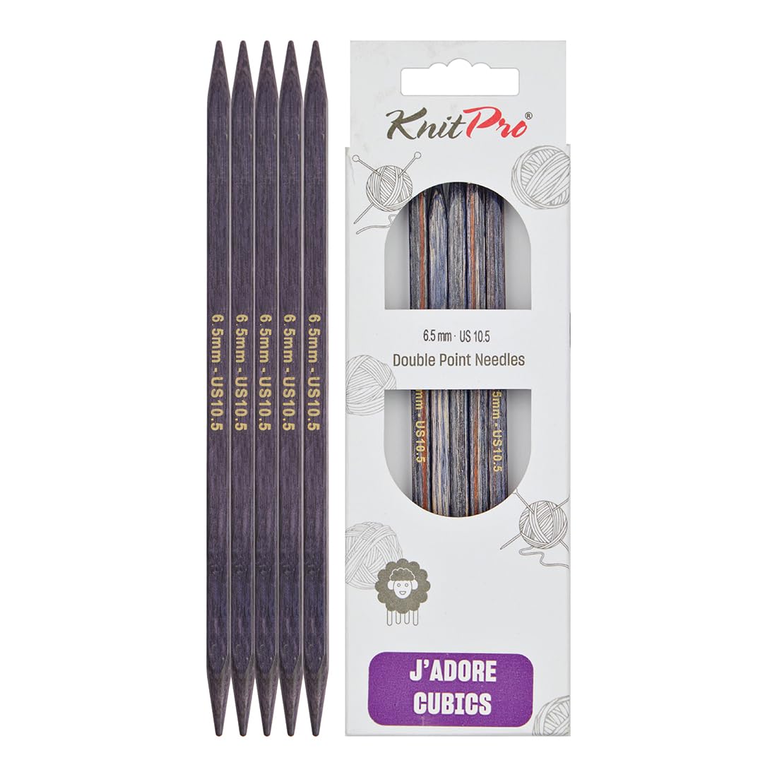 KnitPro J’Adore Cubics Double Pointed Needles 6" (15cm) | 6.50mm