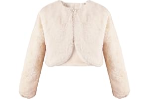 HCABL Girls Faux Fur Dress Coat Flower Girl Bolero Jacket Princess Cape Winter 1-10