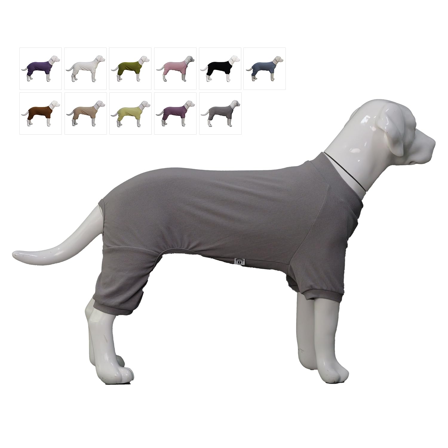 Lovelonglong Ribbed Dog Pajamas Cotton Knitted Dog Jumpsuits 4 Legged All Season Warm Pet Bodysuits for Large Medium Small Dogs Dark gray 3XL