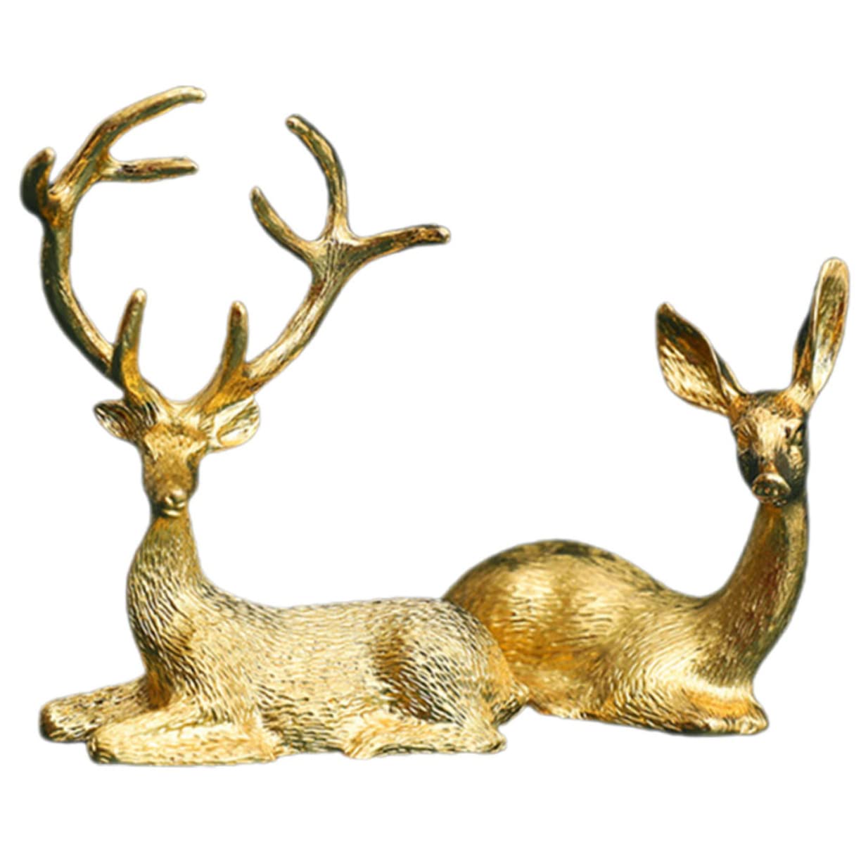 HOMSFOU 2pcs Deer Sculptures Reindeer Desk Topper Deer Miniatures Farm Animal Statues Feng Shui Decoraciones Para Salas De Casa Metal Decor Living Room Decoration Candlestick Desktop