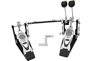 ACFUNIQUE Double Bass Drum Pedal Kick Drum Pedal Double Chain Drive Adjustable Beater Head Pedals Drum Step On Hammer,Foot Percussion Hardware,Bass Pedal For Drum Set Bass Pedal Drum Accessories