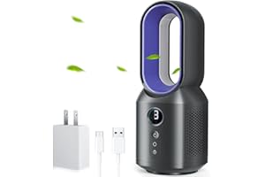 let'me 13 Inch Desk Fan, Bladeless Table Fan, 106° Oscillating Fan Touch Control with 3 Speeds and Night Light, Small Quiet Desk Fan for Personal, Office, Nightstand