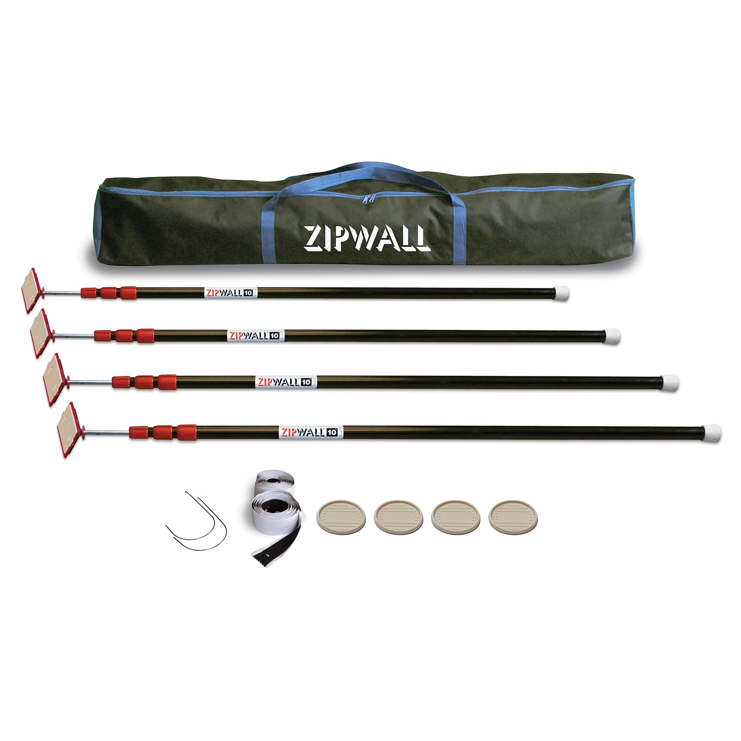 Photo 1 of **Parts Only** ZIPWALL ZP4 ZipPole 10 Foot Spring Barrier (Pack of 4) Loaded Poles for Dust Barriers, 4 Pack, Black