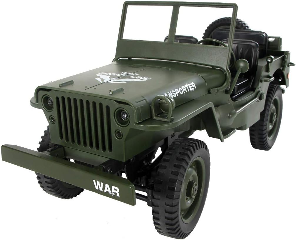 ZJE Electric Race Buggy, Crawlers Off-Road Rock Vehicle Toy 1/10 2.4G 4WD Racing Vehicle High Speed Radio Remote RTR Control Racing Truck RC Cars Open Military Jeep for Adults and Kids (green)