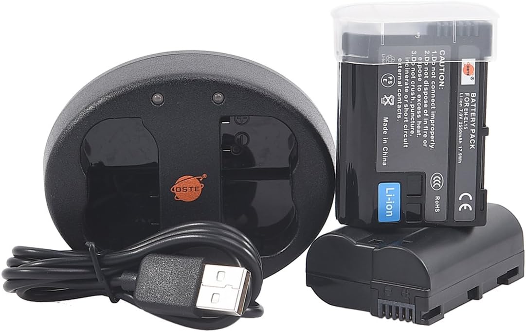 DSTE EN-EL15 ENEL15 vervangende batterij compatibel met Nikon D500 D600 D610 D800 D850 D800E D750 D7000 D7100 D7200