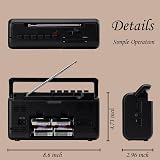 Gelielim Portable Cassette Player Boombox AM FM Radio Tape Recorder Brown view 7