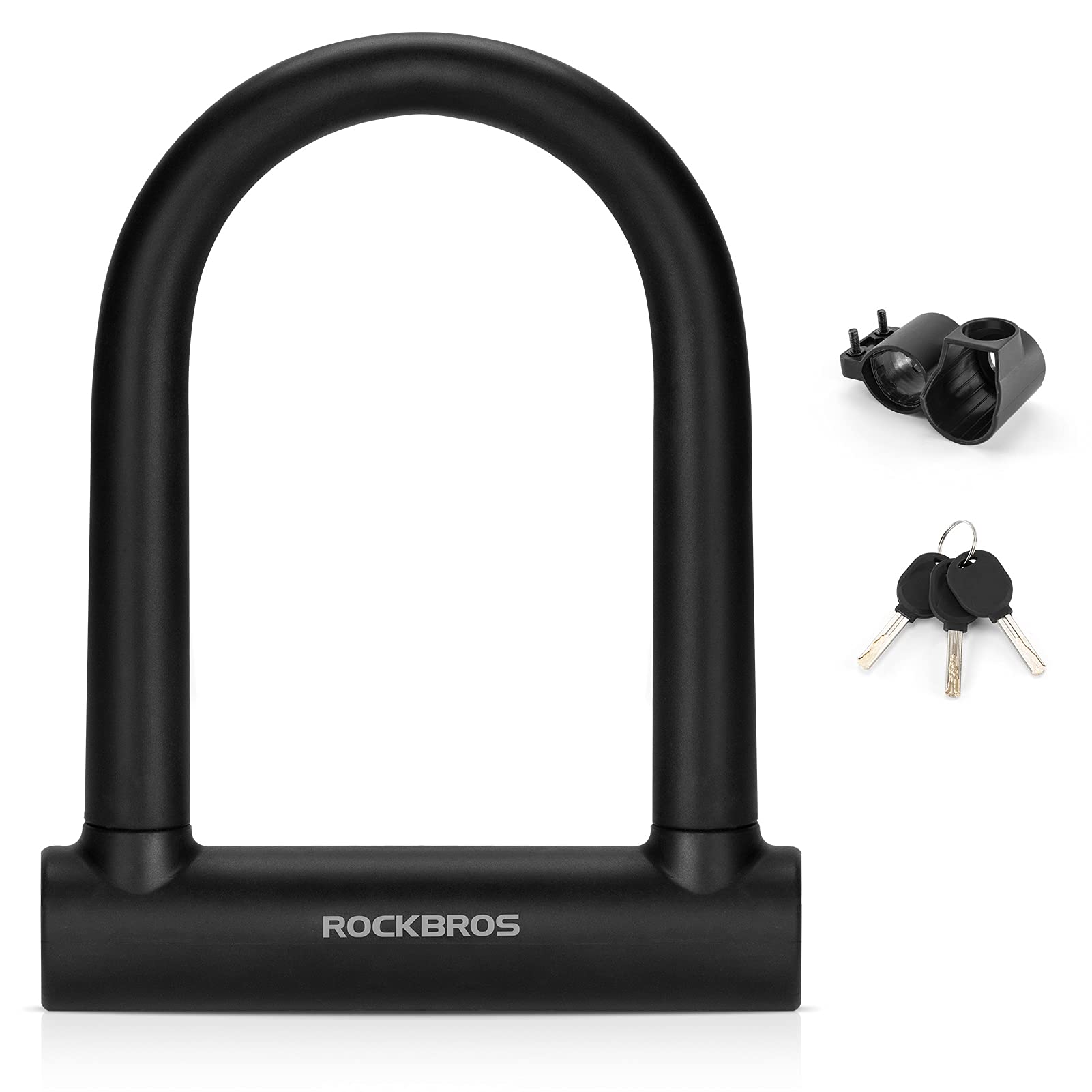 ROCKBROS Bicycle U-Lock with Mount U-Bike Lock Made of High-Strength Alloy Steel Lock for Bicycle, Motorcycle, E-Bike