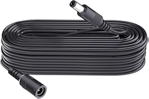 26FT (8M) DC Power Extension Cable, 5.5mm x 2.1mm Male to Female Plug, Compatible with 5V 6V 9V 12V 24V Power Supplies, for C