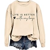 Boy Mom Sweatshirt Women Boy Mama Sweatshirt Crewneck Long Sleeve Graphic Pullover Mom Shirts Casual Lightweight Tops