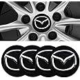 4pcs Wheel Center Caps Sticker for Mazda CX-5 CX-7 CX-8 M6 MX5 RX7 RX8 A8 CX9 X MX, Black Aluminium Wheel Center Hub Covers Sticker, 56mm/2.2'' Black
