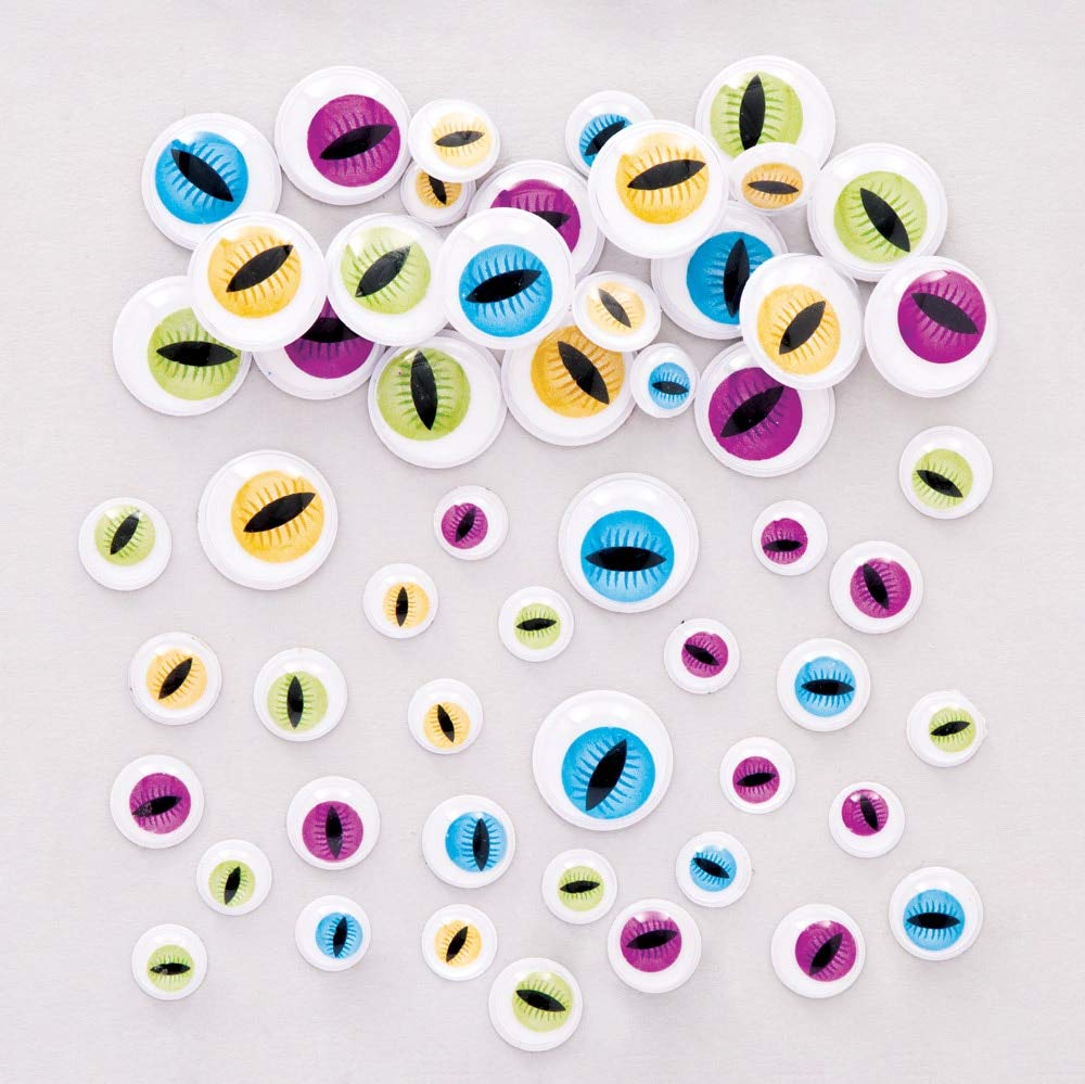 Baker Ross AW780 Monster Self Adhesive Wiggle Eyes – Pack of 120, Sticky Eyes for Crafts, Halloween Crafting Materials