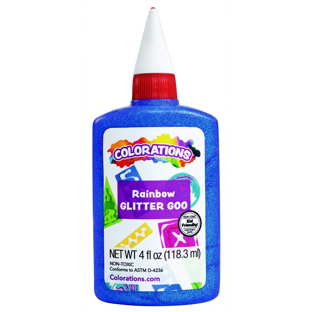 Colorations® Rainbow Glitter Gloo, 6 Colors, Each 4oz, Use with Crafts, Great for Crafting & Decorating, Brighten up Drawings, Posters, School Projects, Crafting, Greeting Cards, Scrapbooking