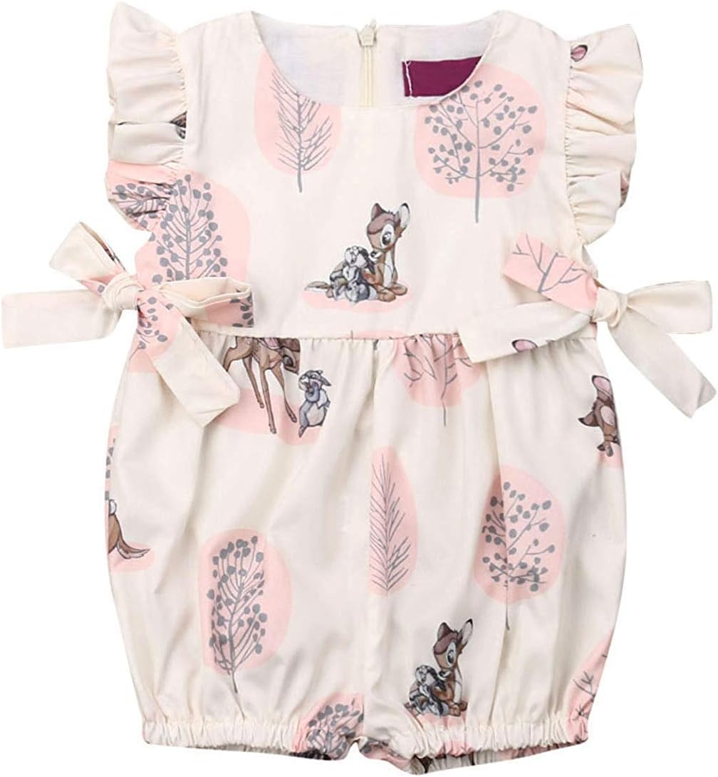 Baby Girl Jumpsuit Newborn Infant Kids Floral Clothes Toddler Ruffle Bodysuit Sleeveless One Piece Outfits