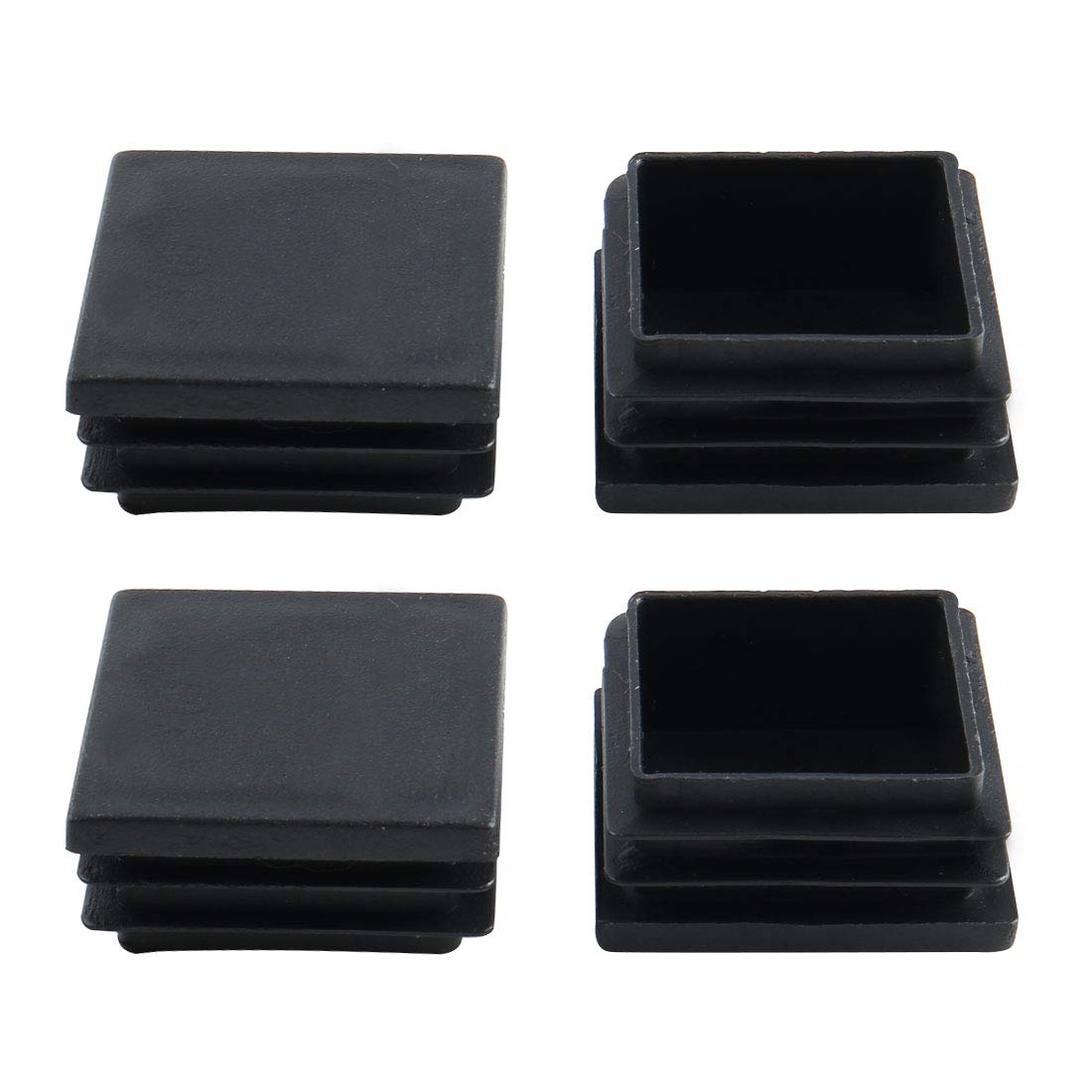 Sourcingmap 4pcs 40 x 40mm Plastic Square Ribbed Tube Inserts Pipe Tubing End Cover Cap Furniture Glide Desk Chair Table Feet Floor Protector