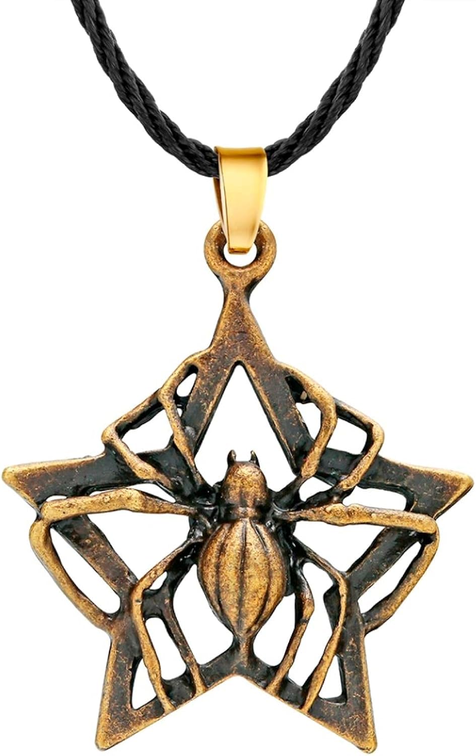 YioKpro Collar de Bronce de araña Punk para Mujeres y Hombres, Colgante