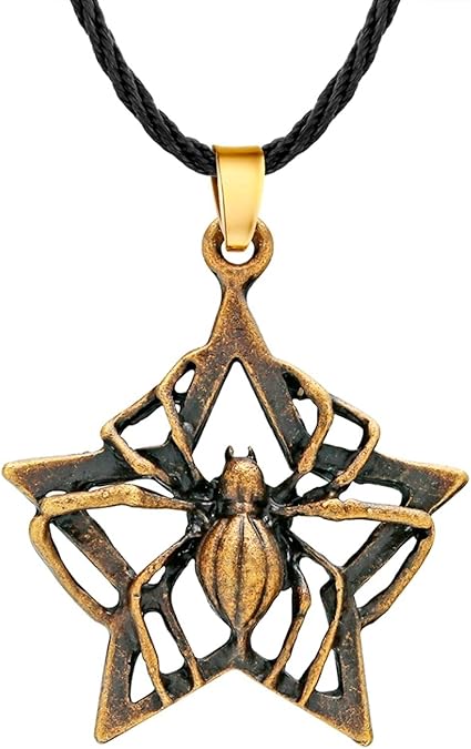 YioKpro Collar de Bronce de araña Punk para Mujeres y Hombres, Colgante
