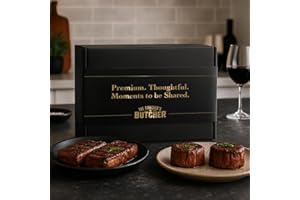 The Rancher's Butcher Share & Savor Premium Steak Gift Box – 2 aged USDA Choice Angus 12oz NY Strips & 2 7oz Center Cut Filet Mignons – Gourmet Beef Gift, Holiday Steak Box, Grill or Pan Ready