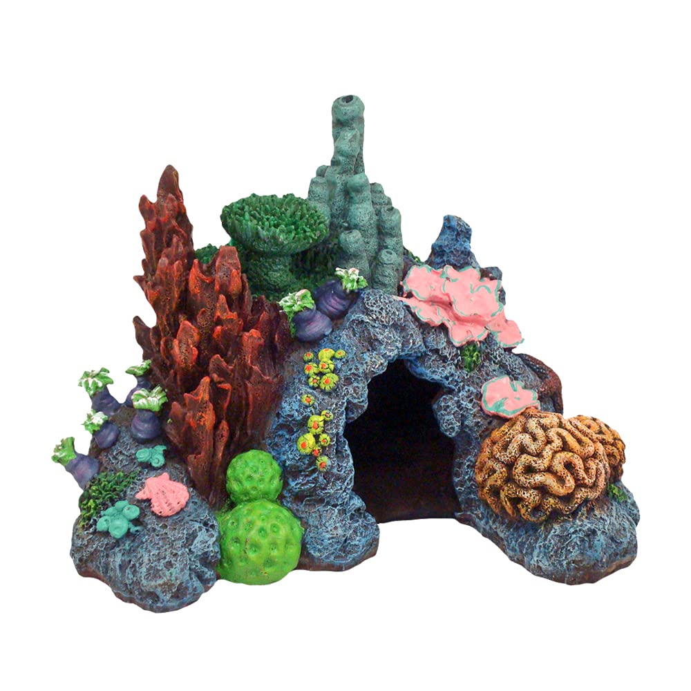 Blue Ribbon Exotic Environments Caribbean Living Reef Aquarium Ornament, Small, 7-1/2-Inch by 5-1/2-Inch by 5-1/2-Inch