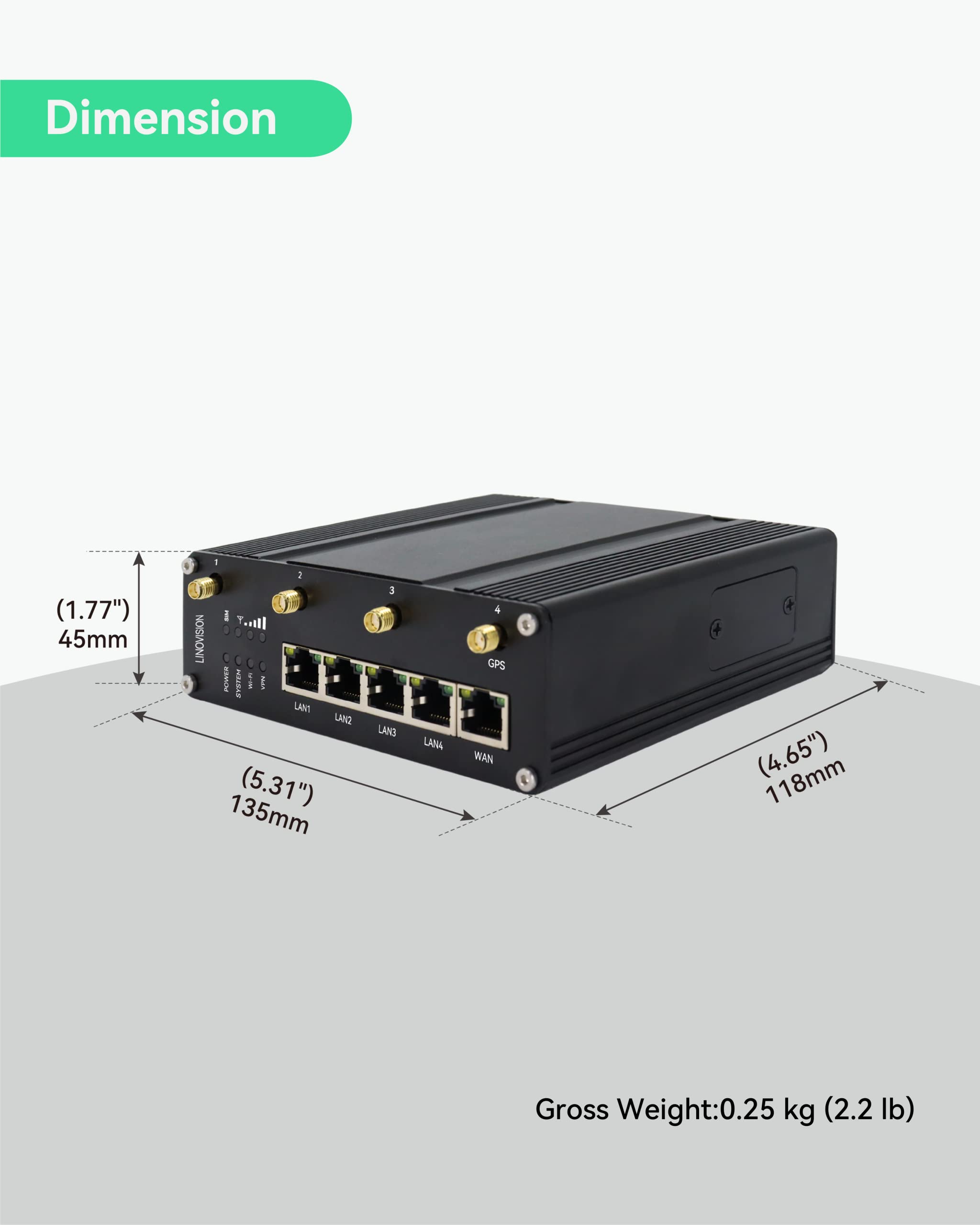 LINOVISION Industrial 5G Cellular Router with Dual 5G SIM Cards and RS232/RS485 IoT Integration, 5G LTE Router Supports Gigabit Ethernet, WiFi 5G/4G