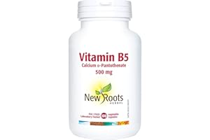 New Roots Herbal - Vitamin B5 Calcium D‑Pantothenate 500mg, 100 Capsules 100-Day Supply - Pantothenic Acid Supplement for Pro
