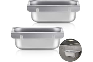 Remerry 2 Pcs Grease Cup Holders for Commercial Kitchens Removable Drip Pan Grease Catchers Stainless Steel Hood Accessories for Restaurants(2.5'' Deep,Shiny)
