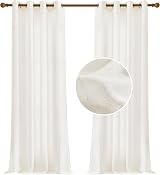Deconovo Voile Curtains 55x72 2 Panels Linen Semi Sheer Eyelet view 7