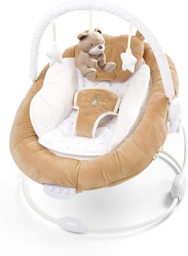 Soft Padded Baby Teddy Bear Bouncer Recliner with Soothing Music