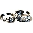 Love And Deepspace Sylus Cosplay Rings Game Intimate Couple Rings Black Gemstone Alloy Pair Ring Adjustable Jewelry Props