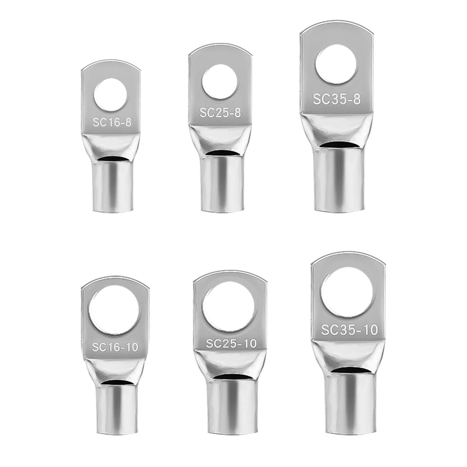 LUTER 30Pcs Tinned Copper Wire Lugs, Heavy Duty Battery Cable Ends SC Ring Terminals, 6/4/2AWG