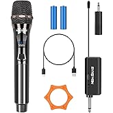 NEW BAXS Wireless Microphones,Karaoke Microphone System,NEWBAXS Microfonos Inalambricos with Rechargeable Receiver, Cordless Dynamic Mic Micro or Singing, Wedding, DJ, Party, Speech,Gray