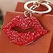 Bolbove Big 3D Hot Lips Shape Sparkling Charm Blingbling Keychain Crystal Rhinestone Pendant (Red)