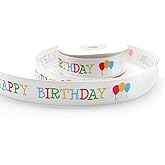 OMISS - Multicoloured Happy Birthday Ribbon - Decorate your Birthday Event, white