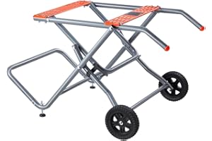 VEVOR Portable Table Saw Stand, 350 lbs Load Capacity, Rolling Foldable Table Saw Table with 8 Inches Rubber Wheels, Heavy Du