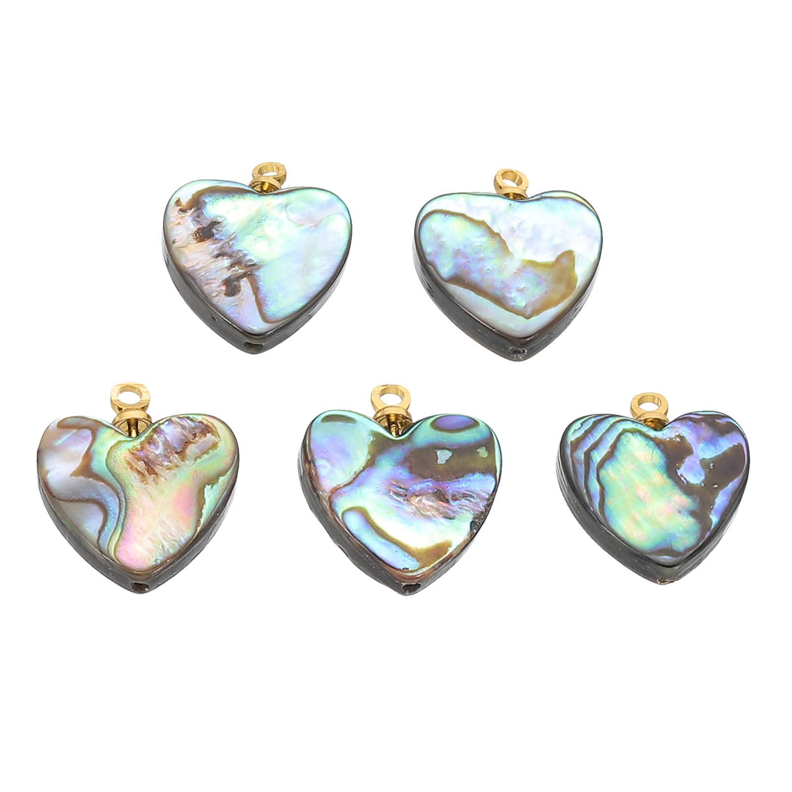 PATIKIL Abalone Shell Charm, 5 Pcs Heart Shape Paua Shell Pendant 10mm Sea Abalone Shell Decorations for Necklace DIY Ocean Jewelry Making, Mix Colors