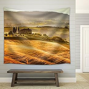 View of Typical Tuscany Landscape - Fabric Wall Tapestry Home Decor - 51x60 inches