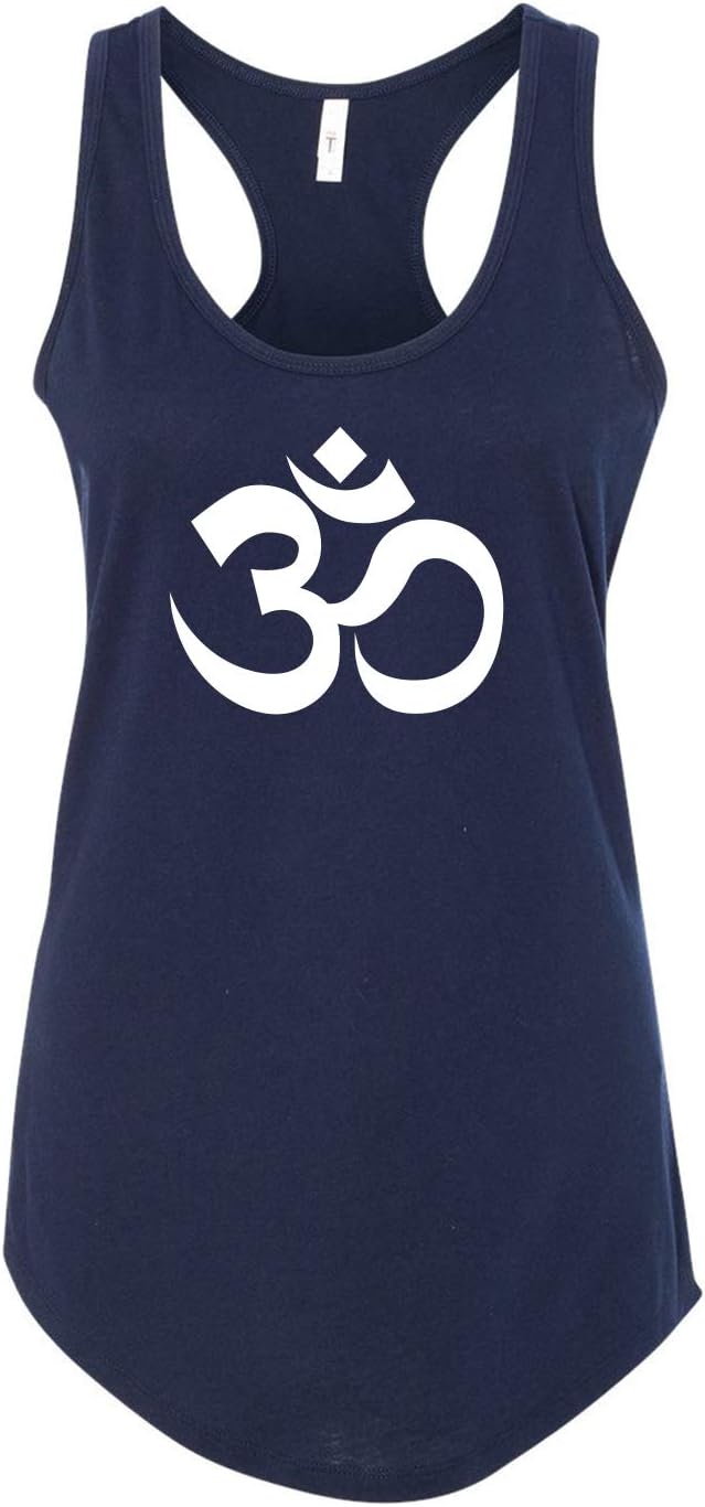 Om Symbol Simple Yoga Meditation Printed Ladies Next Level Brand Sleeveless Racerback Tank Top