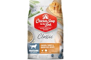 Chicken Soup for The Soul Mature Dog Food, Chicken, Turkey & Brown Rice Recipe, 4.5 lb. Bag (Case of 6) | Soy Free, Corn Free