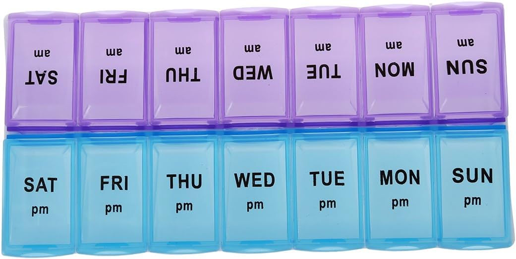 Haobase Seven Day AM and PM Pill and Tablet Storage Box with compartments, Purple - Image 3