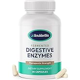 Boulder Bio Digestive Enzymes | 40,000 USP Lipase - Prescription Strength Pancreatic Enzyme Replacement Formula for Fat Digestion, Gut Health & Nutrient Absorption - Fermented, Vegan, High Potency