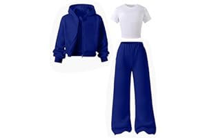 Teen Girls Fleece Hoodie Sweatsuit Set 3 Pieces T Shirt Hooded Sweatshirts Sweatpants Tracksuit Solid Athletic Outfits