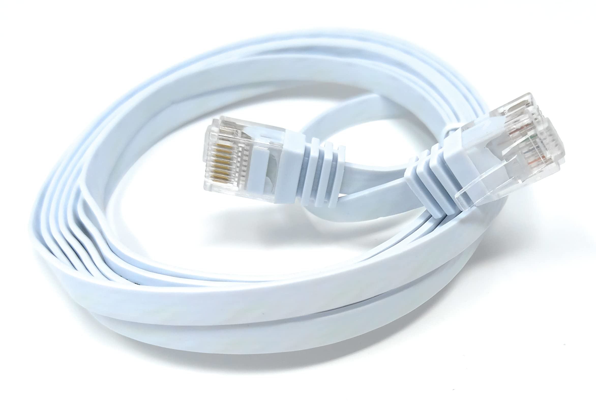 DRUT 2m FLAT CAT6 RJ45 Ethernet LAN Patch Cable, Low Profile GIGABIT Full Copper 32AWG, Lead Allows Up to 1000Mbps Speed (6.5ft, White)