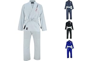 REX Sports Brazilian Jiu Jitsu, for Men and Women BJJ Gi Grappling Kimonos Lightweight White Belt