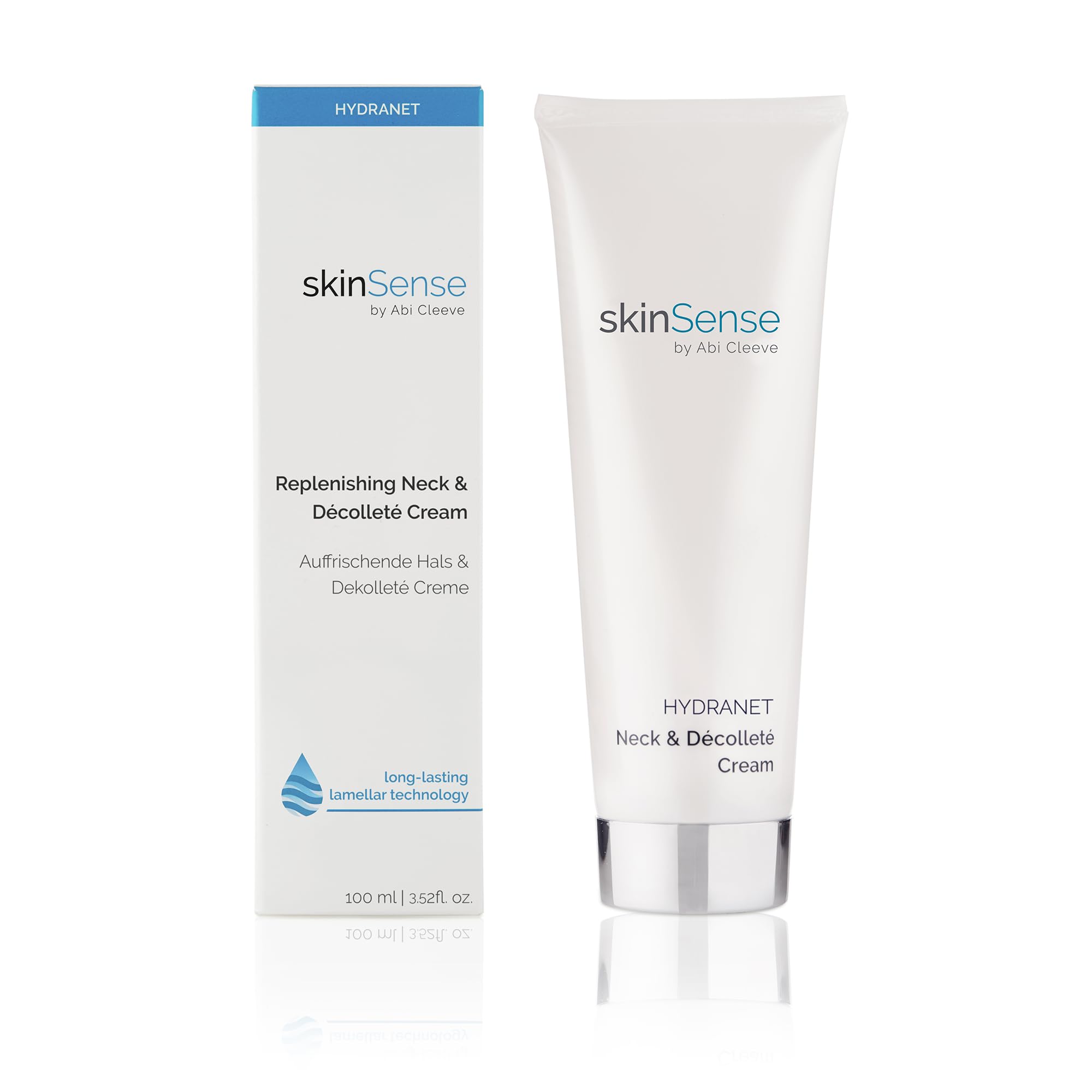Skinsense Hydranet Replenishing Neck & Décolleté Cream 100ml, Hydrating Cream for Delicate Neck Area, Moisturising Treatment for Body, Dry Skin Repair