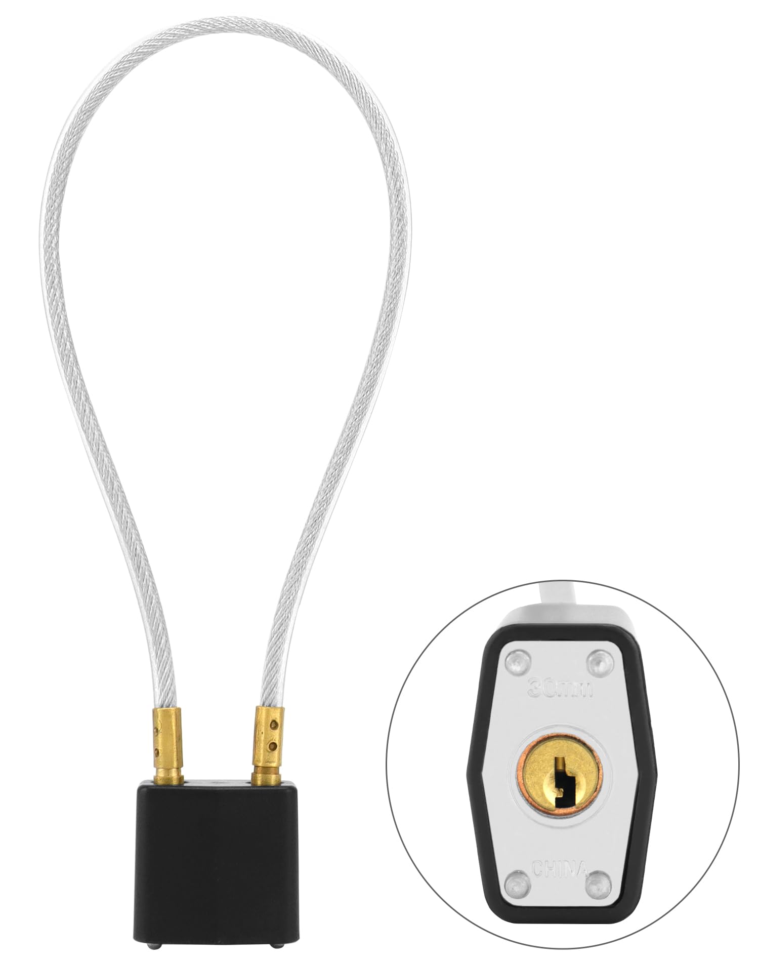 QWORK Motorcycle Helmet Lock, 2 Pack Keyed Alike Key Lock & Cable Universal Motorcycle Bike Helmet Luggage Security