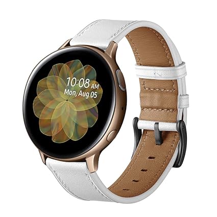 Aottom Compatible for Samsung Galaxy Watch Active Band Leather 20MM Smart Watch Replacement Band Metal Clasp Bracelet Wristband for Samsung Galaxy ...