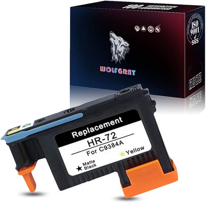 Wolfgray 1 Pack HP72XL 72 Printhead Matte Black/Yellow C9384A Printheads with New Updated Chips for HP Designjet T610 T620 T770 T790 T1100 T1120 T1200 T1300 T2300